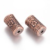 Tibetan Style Alloy Flower Pattern Column Beads TIBEB-7424-R-NR-2