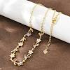 Brass Pave Cubic Zirconia Flower Link Chain Necklaces KK-CBA4547-18G-04-2