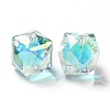 Two Tone UV Plating Rainbow Iridescent Acrylic Beads TACR-D010-02-3