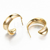 Semicircular Brass Stud Earrings KK-T062-39G-NF-2