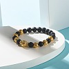 Electroplated Natural Lava Rock Round Beads Essential Oil Anxiety Aromatherapy Bracelets BJEW-JB06923-6