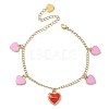 Heart with Word Love Alloy Enamel Charm Bracelet BJEW-JB09557-1