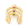 Colorful Cubic Zirconia Triple Line Wide Band Cuff Ring X-RJEW-K235-11G-2