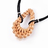 Handmade Reed Cane/Rattan Woven Multi-strand Bracelets BJEW-JB04192-01-3