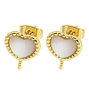 Brass with Shell Stud Earring Findings KK-G490-04G-1
