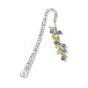 Mixed Natural Gemstone Bead Pendant Bookmarks with Acrylic Leaf AJEW-JK00272-4