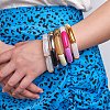 Candy Color Chunky Curved Tube Acrylic Beads Stretch Bracelets Set for Women BJEW-SW00015-9