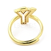 Mixed Color Enamel Initial Letter Adjustable Ring with Clear Cubic Zirconia RJEW-P045-01G-Y-3