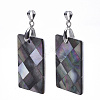 Single-Sided Natural Black Lip Shell and White Shell Pendants SSHEL-N034-32B-3