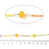 Brass Hexagonal Column Glass Seaded Beaded & Resin Round Beaded Link Chains CHC-G026-01C-2