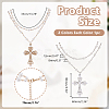 2Pcs 2 Colors Alloy and Imitation Pearl Cross Big Pendant Double-Layer Link Chain Necklaces for Women NJEW-AR0001-09-2