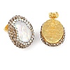 Rack Plating Oval Brass With Rhinestone & Natural Pearl Handmade Indonesia Stud Earrings EJEW-U010-04B-G-2