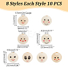 80Pcs 8 Styles Printed Wood European Beads WOOD-AR0001-37-2
