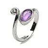 Natural Amethyst Adjustable Rings RJEW-K269-08P-04-2