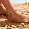 925 Sterling Silver Dapped Chain Anklet AJEW-Z029-23G-4