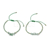 2Pcs Natural Green Aventurine & Glass Seed Beads Braided Bead Bracelets for Women BJEW-MZ00247-05-1