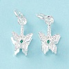 Rack Plating Brass Pave Cubic Zirconia Butterfly Ice Pick Pinch Bails KK-G464-06S-1