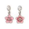 Rack Plating Alloy Light Rose Rhinestone European Dangle Charms FIND-C055-25P-1