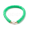 Handmade Polymer Clay Heishi Beads Stretch Bracelets Set with Heart Patter Beads for Women BJEW-JB07450-9