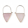 Natural Rose Quartz Triangle Dangle Hoop Earrings G-S359-363I-2