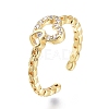 Brass Micro Pave Clear Cubic Zirconia Cuff Rings RJEW-I073-13G-1