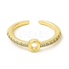 Clear Cubic Zirconia Initial Letter Open Cuff Ring RJEW-H120-09G-O-2