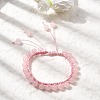 Adjustable Natural Rose Quartz Beads Braided Bead Bracelets for Women BJEW-L713-B01-2