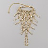 Crystal Rhinestone Chain Tassel Ring Bracelet BJEW-WH0012-06G-1