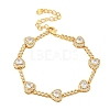 Rack Plating Brass Pave Clear Cubic Zirconia Heart Link Chain Bracelets BJEW-Q347-04G-1