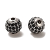 Rhodium Plated 925 Sterling Silver Micro Pave Cubic Zirconia Beads STER-H110-24A-04P-2