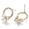 Brass Micro Pave Clear Cubic Zirconia Stud Earring EJEW-N019-003-NF-2