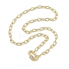Brass Paperclip Chain Necklaces with Rectangle Brass Micro Pave Clear Cubic Zirconia Screw Carabiner Lock Charms NJEW-JN06410-2