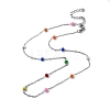 304 Stainless Steel with Enamel Satellite Chain Necklaces NJEW-G117-01P-01-1