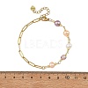 Natural Pearl Two Sides Polished Beaded Chain Bracelets with 304 Stainless Steel Paperclip Chains BJEW-JB14234-02-4