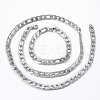 Trendy Men's 304 Stainless Steel Figaro Chain Necklaces and Bracelets Jewelry Sets SJEW-L186-03P-1