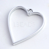 Rack Plating Alloy Heart Open Back Bezel Pendants PALLOY-S047-12B-FF-2