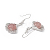 Gemstone Ginkgo Leaf Dangle Earrings with Crystal Rhinestone EJEW-A092-03P-5