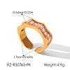 304 Stainless Steel Cubic Zirconia Cuff Open Rings WG1B6B7-02-1