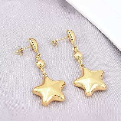 304 Stainless Steel Dangle Stud Earrings EJEW-P325-04A-G-1