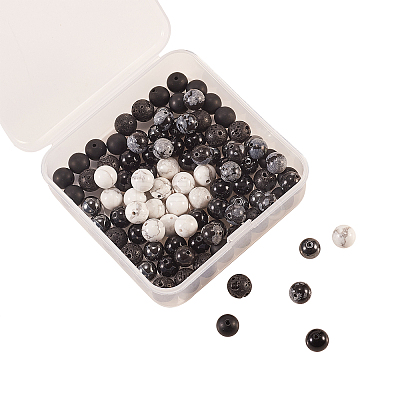 120Pcs 6 Style Natural & Synthetic Gemstone Round Beads Sets G-CJ0001-46-1