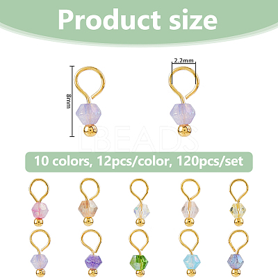 120Pcs 10 Colors Faceted Glass Charms PALLOY-FH00134-1