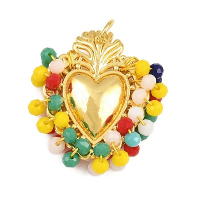 Alloy & Glass Seed Beaded Pendants GL-CBA96FD-01G-03-1