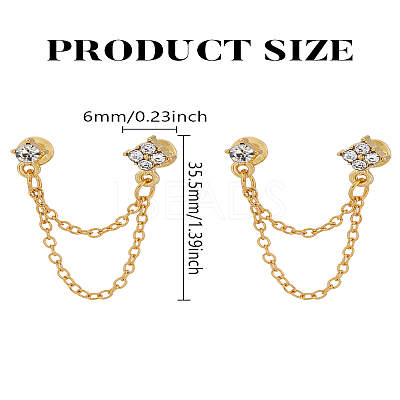 1 Pair Zinc Alloy with Crystal Rhinestone Stud Earrings for Women EJEW-LP0004-69G-1