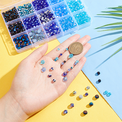 1025Pcs 15 Style Electroplate Transparent Glass Beads Sets EGLA-NB0001-27-1