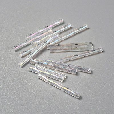 Transparent Colours Rainbow Glass Twist Bugle Beads GLAA-WH0039-11C-1