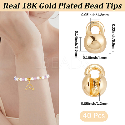 40Pcs Brass Bead Tips KK-BBC0025-34-1