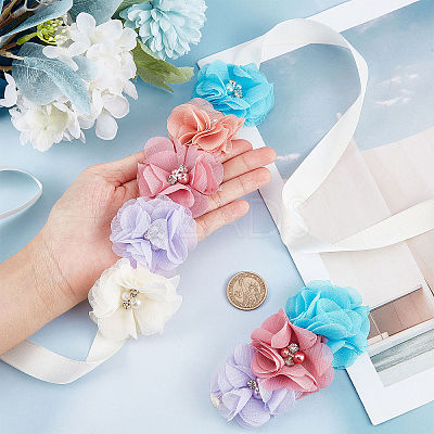 Polyester Waist Chain Belts and Headbands with Imitation Pearl DIY-WH0308-150C-1