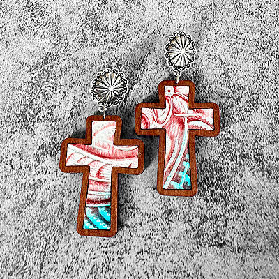 Easter Cross  Dangle Stud Earrings FS-WG862AE-10-1
