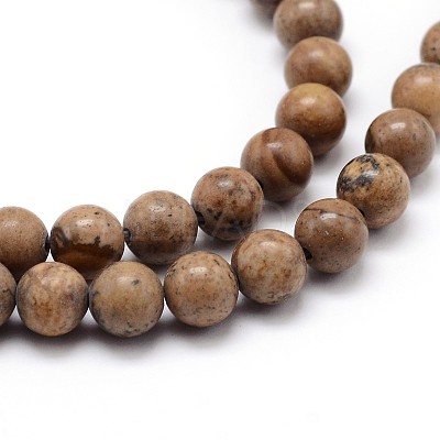 Natural Picture Jasper Round Bead Strands G-J303-08-12mm-1