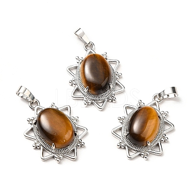 Natural Tiger Eye Pendants G-B033-03P-16-1